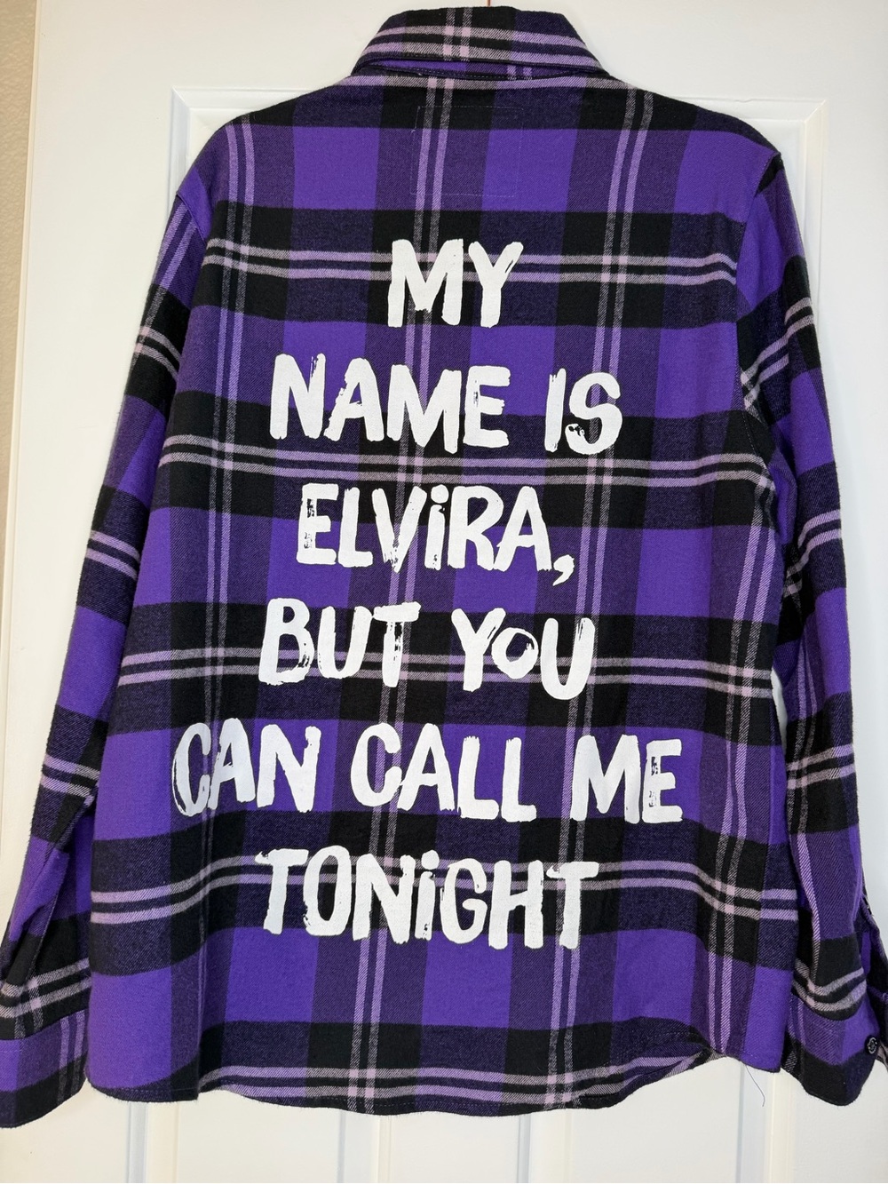 Cakeworthy Elvira Purple and Black Long Sleeve Button Up Flannel, M